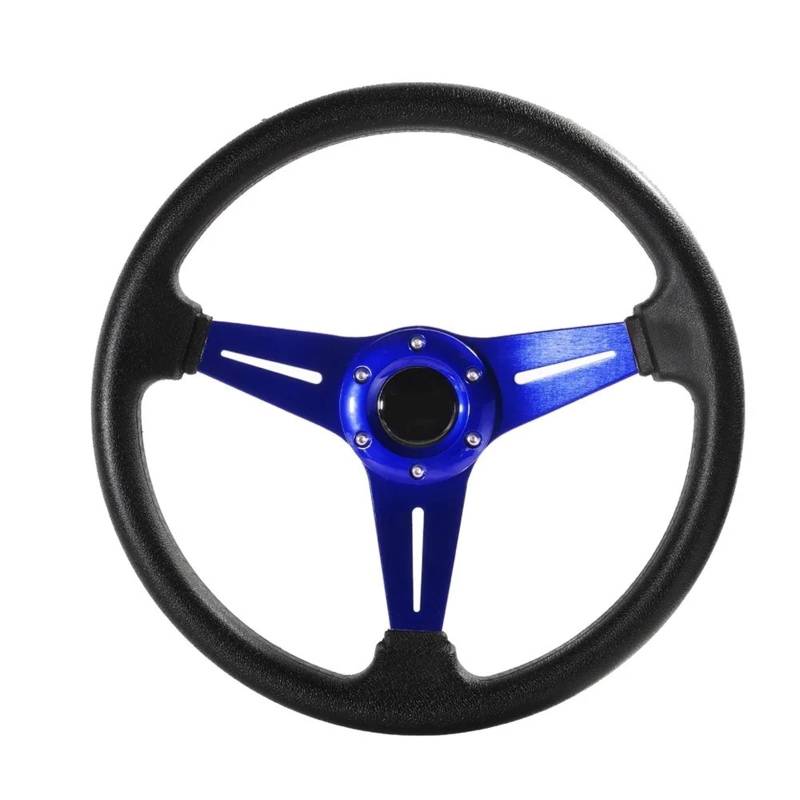 Lenkrad Auto,Steering Wheel 350mm/14 Zoll Sport Lenkrad Aluminium + PU Drift Simulation Racing Spiel Lenkrad(Blue) von KFXYSM