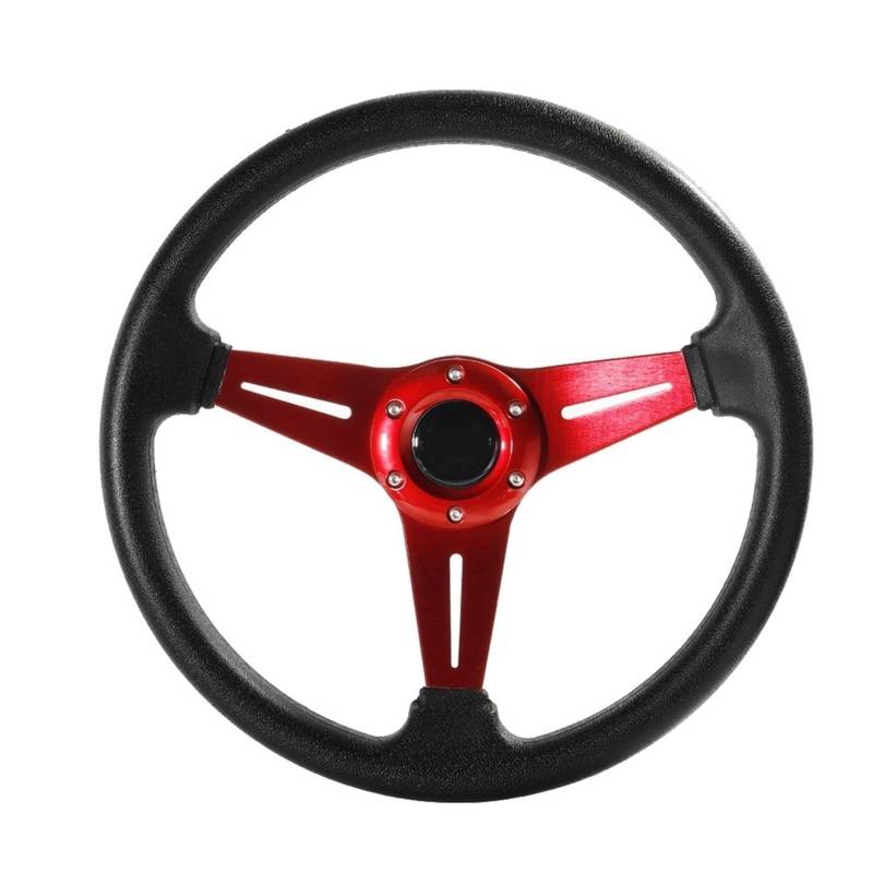 Lenkrad Auto,Steering Wheel 350mm/14 Zoll Sport Lenkrad Aluminium + PU Drift Simulation Racing Spiel Lenkrad(Red) von KFXYSM