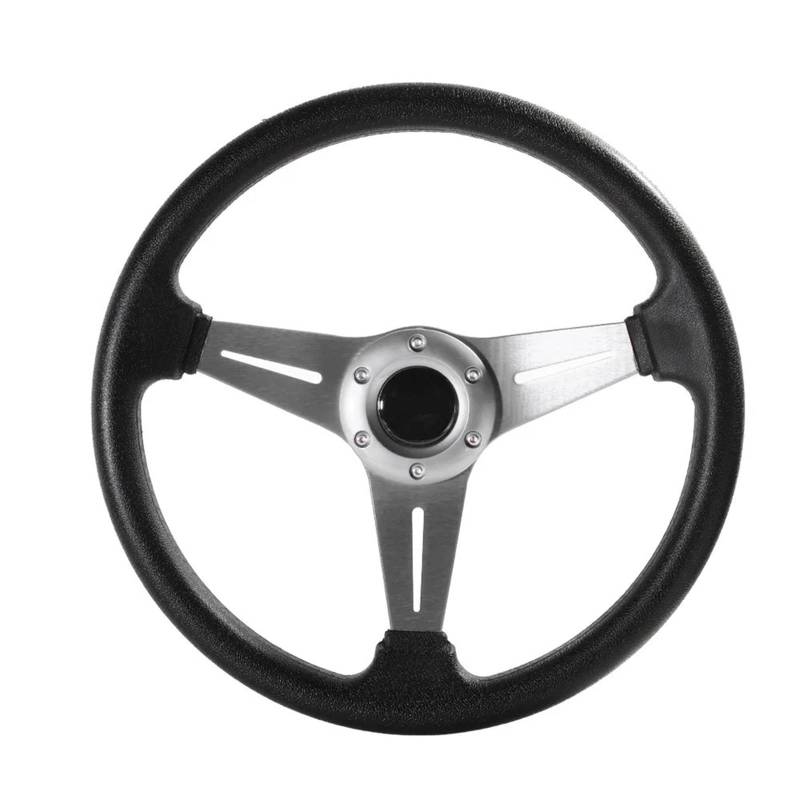 Lenkrad Auto,Steering Wheel 350mm/14 Zoll Sport Lenkrad Aluminium + PU Drift Simulation Racing Spiel Lenkrad(Silver) von KFXYSM