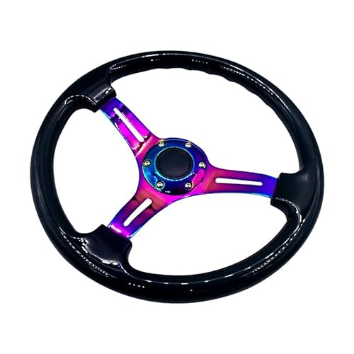 Lenkrad Auto,Steering Wheel ABS Universal-Chrom-Auto-Sport-Lenkrad 14inch 350mm Auto Racing-Lenkräder tief driftet mehrfach(Black) von KFXYSM