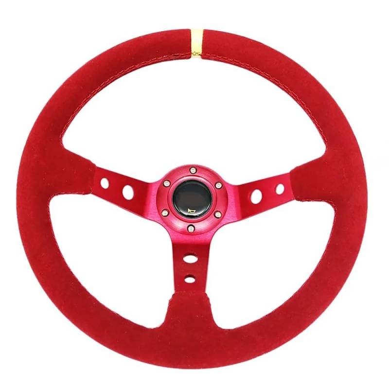 Lenkrad Auto,Steering Wheel Auto Modifikation 14 Zoll Rot/Blau Wildleder Lenkrad Mattiertes Leder 350mm Tief Konkav Lenkrad Werkzeuge Universal(35 x100 cm) von KFXYSM