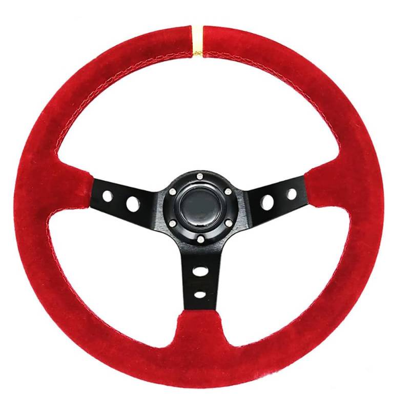 Lenkrad Auto,Steering Wheel Auto Modifikation 14 Zoll Rot/Blau Wildleder Lenkrad Mattiertes Leder 350mm Tief Konkav Lenkrad Werkzeuge Universal(40 x100 cm) von KFXYSM