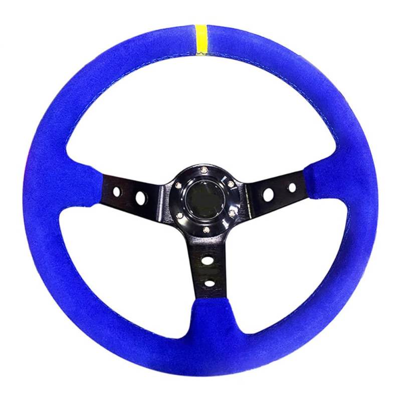 Lenkrad Auto,Steering Wheel Auto Modifikation 14 Zoll Rot/Blau Wildleder Lenkrad Mattiertes Leder 350mm Tief Konkav Lenkrad Werkzeuge Universal(50 x100 cm) von KFXYSM