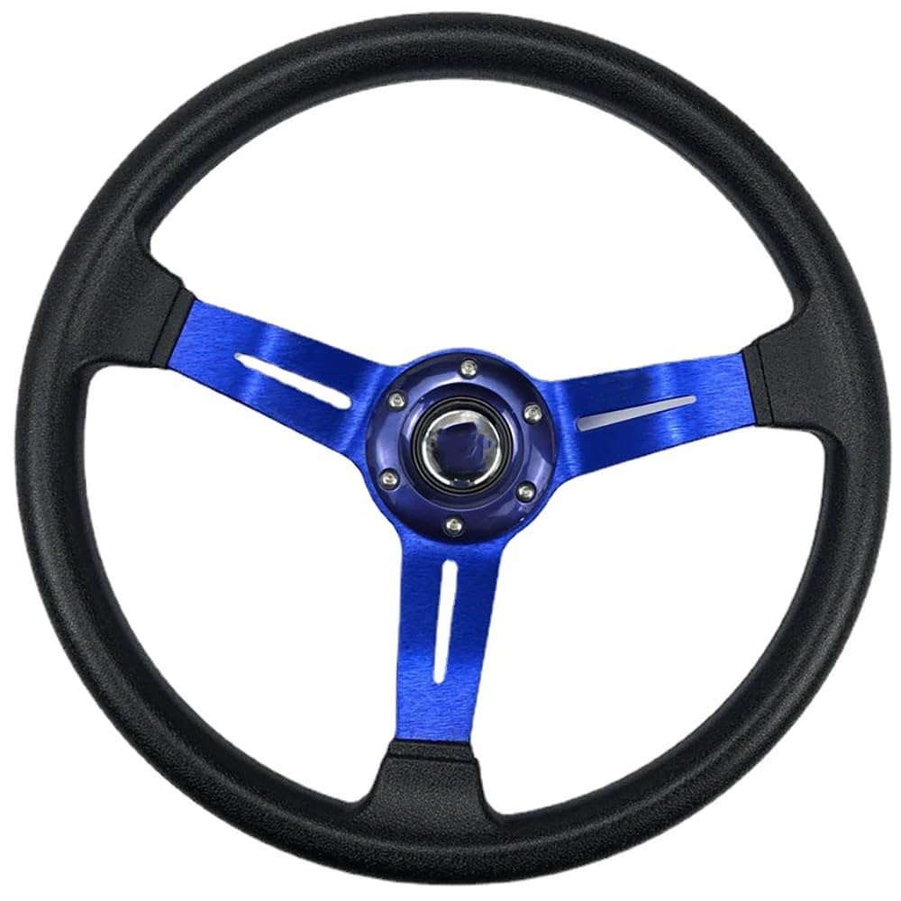 Lenkrad Auto,Steering Wheel Auto Modifikation 350MM PU Lenkrad 350MM Rennwettbewerbe Lenkrad Werkzeuge accesorios para auto(Blue) von KFXYSM