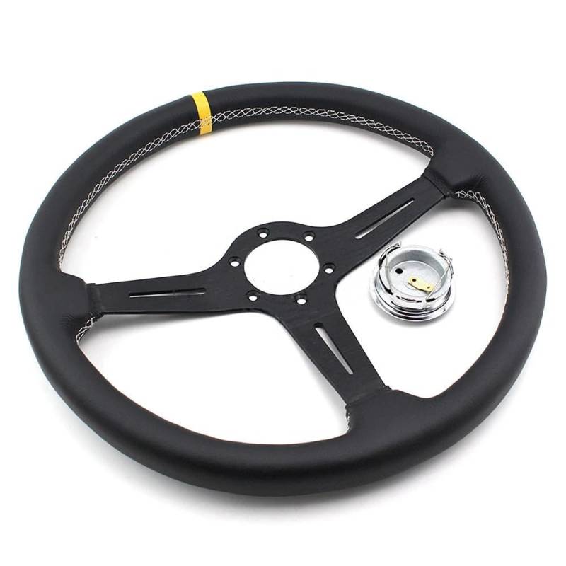 Lenkrad Auto,Steering Wheel Automodifikation 15-Zoll-Autolenkrad Rennsport Offroad-Universal-Lederlenkrad mit großem Durchmesser Zubehör(1) von KFXYSM