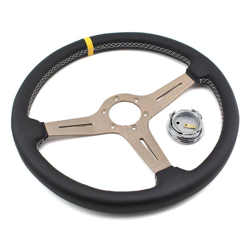 Lenkrad Auto,Steering Wheel Automodifikation 15-Zoll-Autolenkrad Rennsport Offroad-Universal-Lederlenkrad mit großem Durchmesser Zubehör(2) von KFXYSM