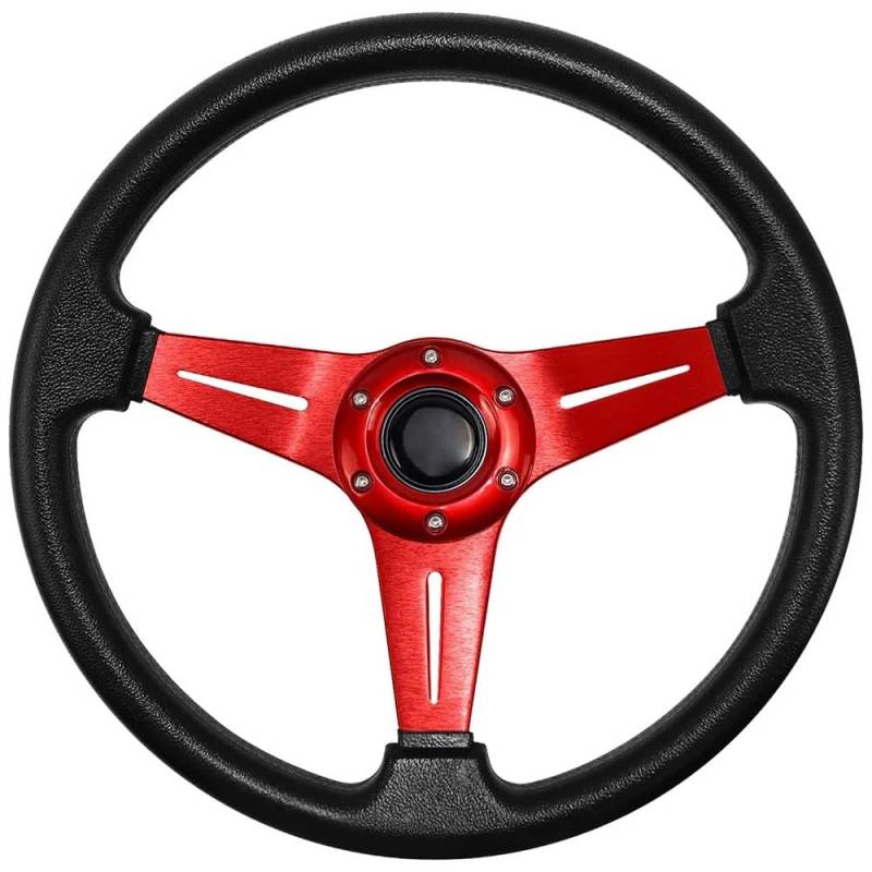 Lenkrad Auto,Steering Wheel Autozubehör PU-Lenkrad-Werkzeuge Änderung 350MM Personalisierte Rennwettbewerbe Lenkrad Autoteile(Red) von KFXYSM