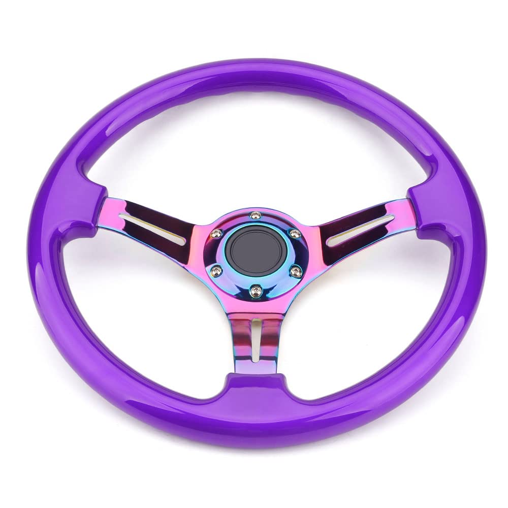 Lenkrad Auto,Steering Wheel Chrom 350mm 14inch Lenkrad ABS Lenkrad(Deep purple) von KFXYSM