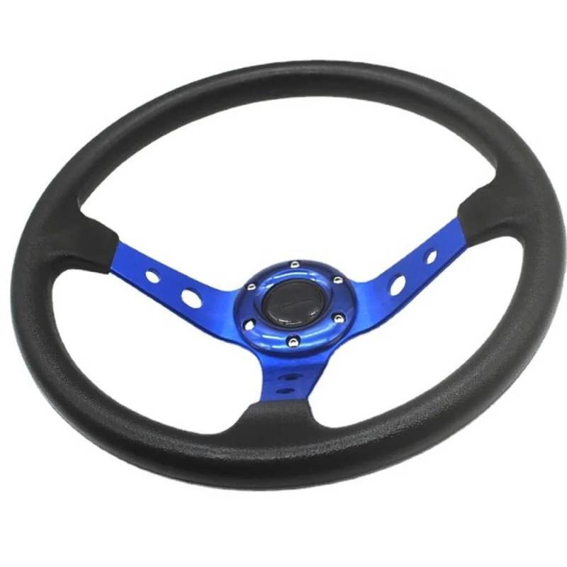 Lenkrad Auto,Steering Wheel Rennlenkräder Universal 14 Zoll/350MM Drifting Sport Lenkrad Auto Rennlenkräder PU 350MM(Blue) von KFXYSM