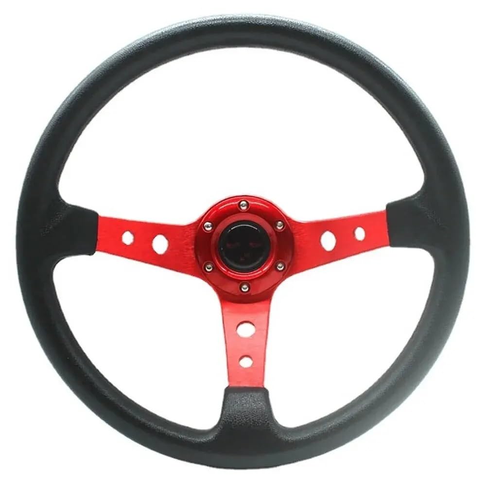 Lenkrad Auto,Steering Wheel Rennlenkräder Universal 14 Zoll/350MM Drifting Sport Lenkrad Auto Rennlenkräder PU 350MM(Red) von KFXYSM