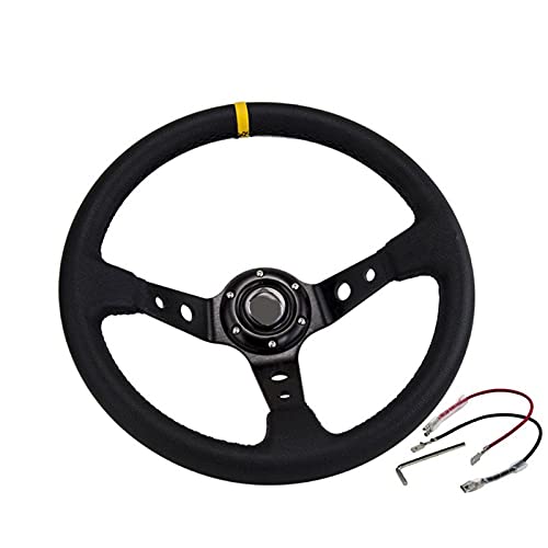 Lenkrad Auto,Steering Wheel Sport-Lenkrad Universal 4 Zoll PVC. Leder-Auto-Renn-Lenkräder(Black) von KFXYSM