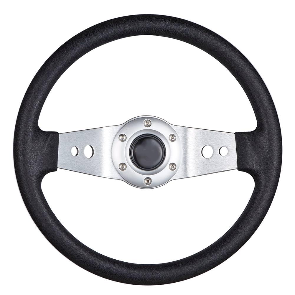 Lenkrad Auto,Steering Wheel Tiefgeschichte 2-Speichen-Auto-Lenkrad 320mm Durchmesser Universal Aluminium-Ledereffekt(Silver) von KFXYSM