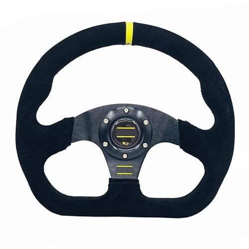 Lenkrad Auto,Steering Wheel Universal 13 Zoll 320mm Flache Drift-Lenkrad Leder Racing Sport Lenkrad mit Aluminiumhalterung von KFXYSM