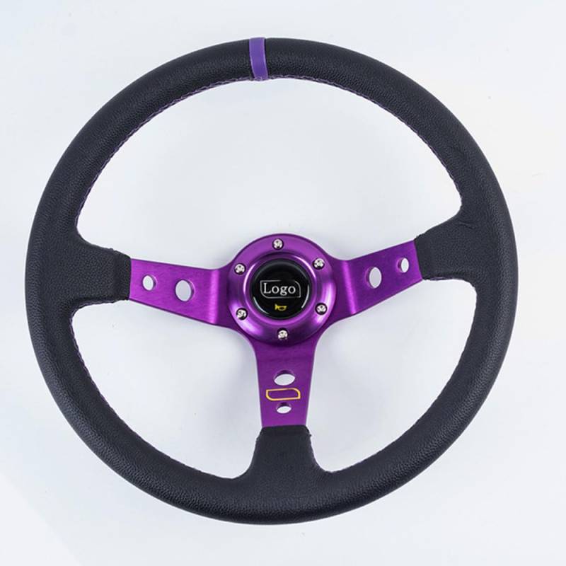 Lenkrad Auto,Steering Wheel Universal 14 Zoll 350mm PVC. Auto Racing-Lenkräder Tiefmais driftet Sportlenkrad mit Umschaltknopf(A) von KFXYSM