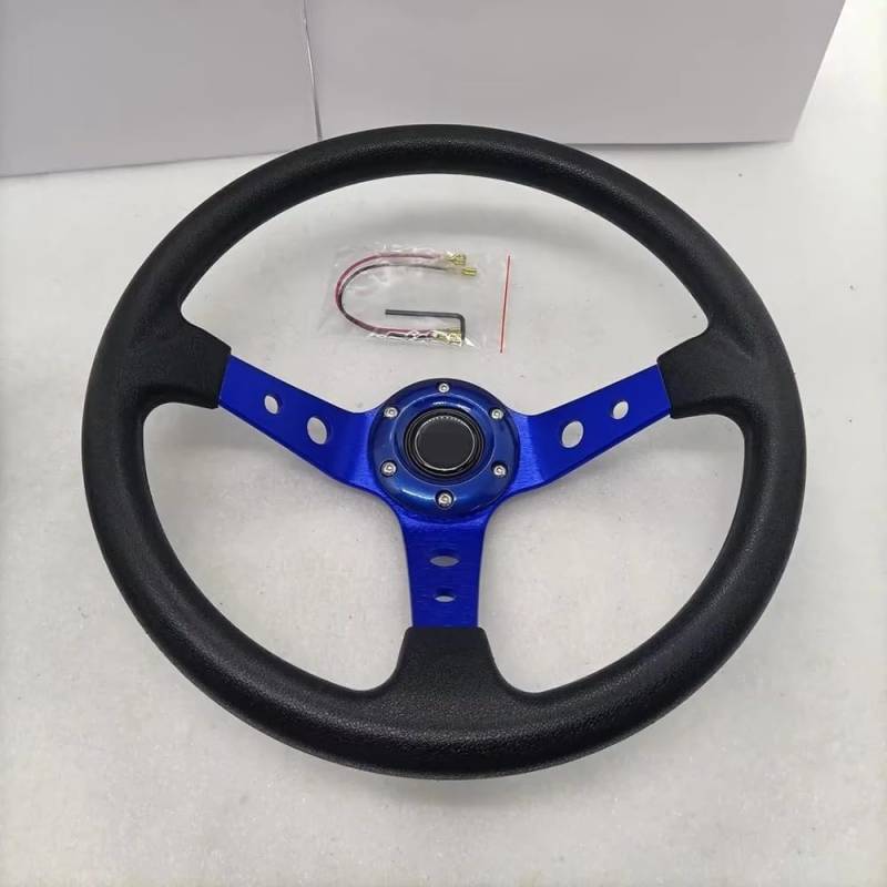 Lenkrad Auto,Steering Wheel Universal Autos Racing Auto Racing Lenkräder PU 14 zoll Drifting Sport Lenkrad(001-GZFXP114-03) von KFXYSM