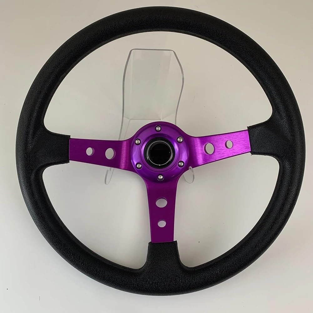 Lenkrad Auto,Steering Wheel Universal Autos Racing Auto Racing Lenkräder PU 14 zoll Drifting Sport Lenkrad(001-GZFXP114-07) von KFXYSM