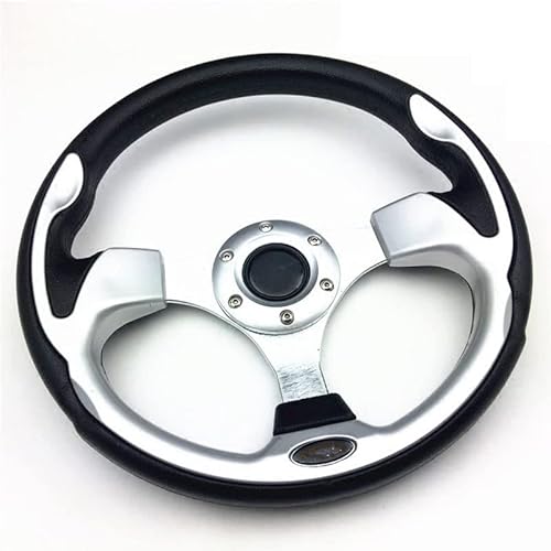 Lenkrad Auto,Steering Wheel Universal Mini Drifting Lenkrad 320mm (13 Zoll) Rennwagen PVC. Modifikation Aluminiumrahmen leichtes Gewicht(Silver) von KFXYSM