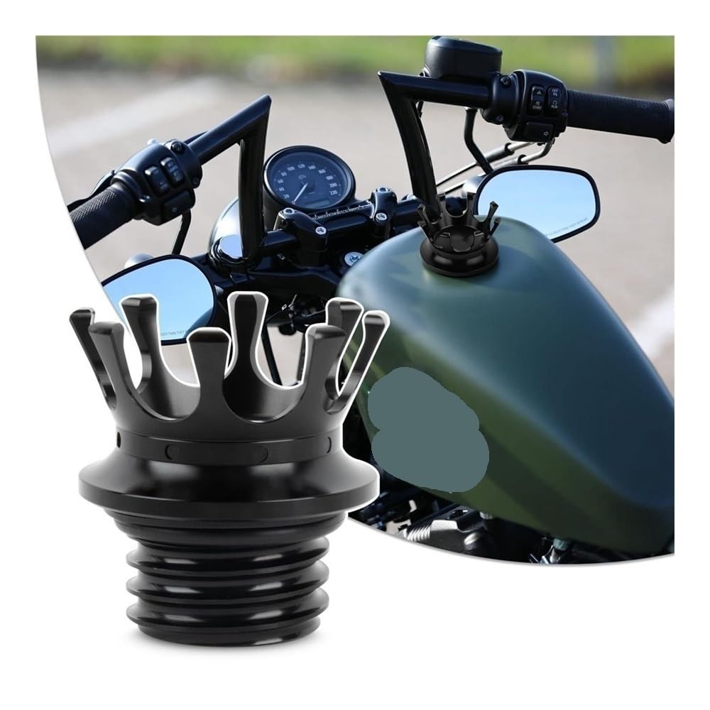 Motorrad Tankdeckel Motorrad Heizöl Gas Tankdeckel King Crown Stil Aluminium Reservoir Abdeckung Für Har&Ley Touring Road King Sportster XL Softail von KFYRMSFPW