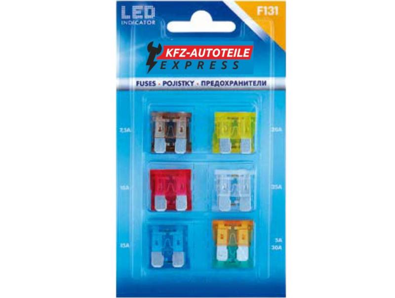 KFZ-Autoteile Express, LED-Status KFZ Flaschsicherungen, Set mit 12 Stück, 5A-30A, 19mm von KFZ-Autoteile Express