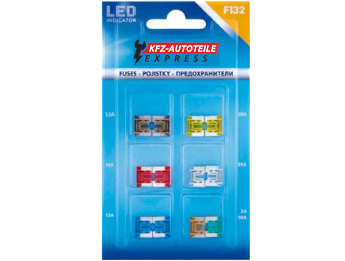 Sortiment, LED-Status Micro Low Profile KFZ Mini Sicherungen, F132, Set mit 12 Stück, 5A-30A von KFZ-Autoteile Express