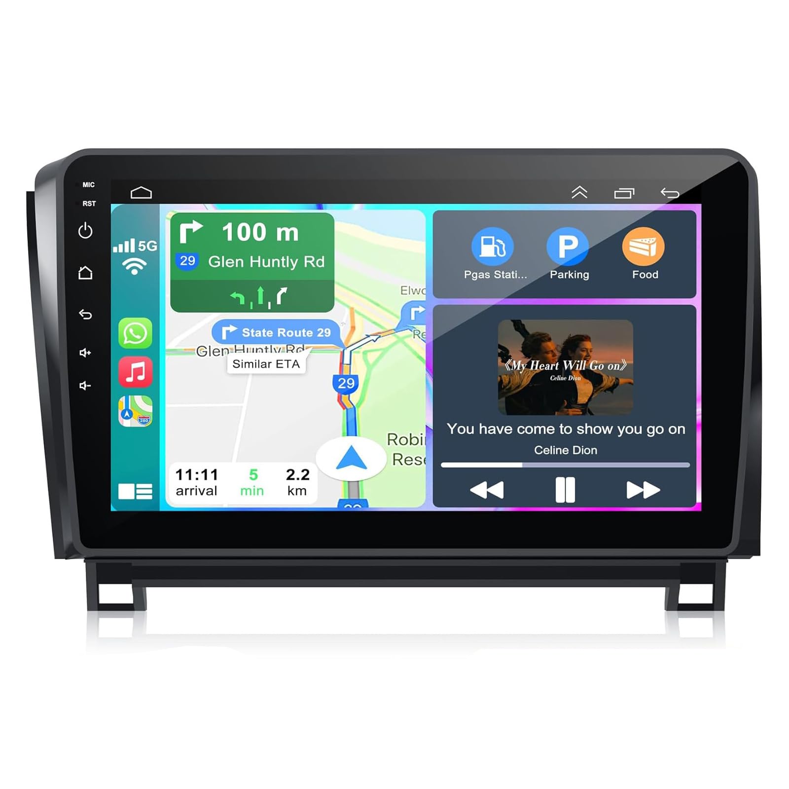 5 GHz WiFi Autoradio Stereo für Tundra 2007–2013, 48-EQ DSP 9-Zoll IPS Touchscreen Haupteinheit mit kabellosem Carplay Android Auto BT-Sprachsteuerung GPS SWC FM DSP Rückfahrkamera(Color:4 CORE 1+16G) von KGLHLM