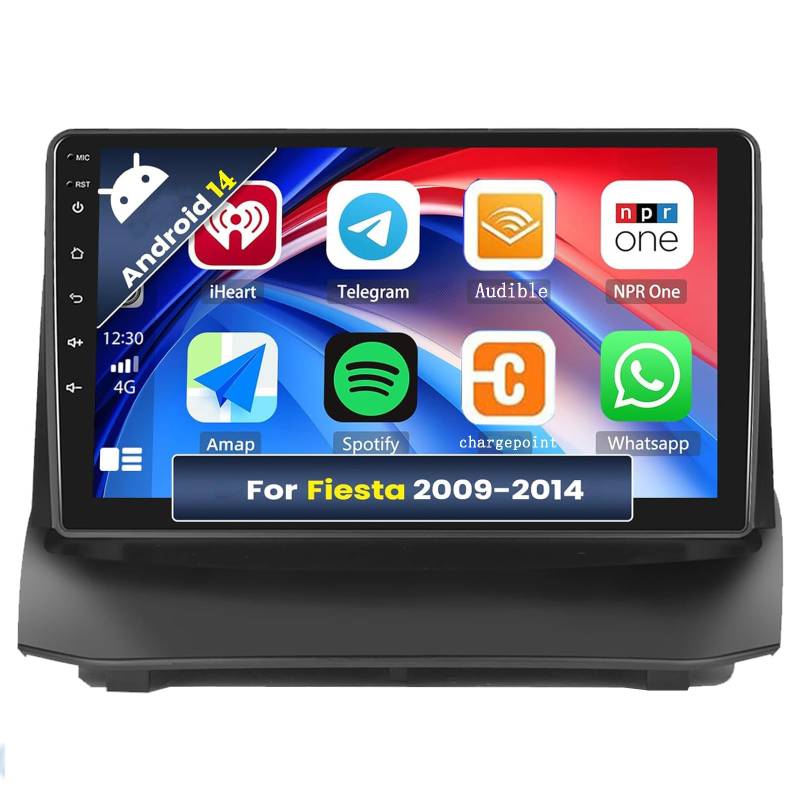 9″Car Radio für Fiesta 2009-2017 Android 14 Stereo Multimedia Player unterstützt drahtloses Carplay Android Auto GPS Navigation 5G WiFi BT FM Am RDS USB SWC DSP mit Kamera(Color:8 CORE 4+64G) von KGLHLM