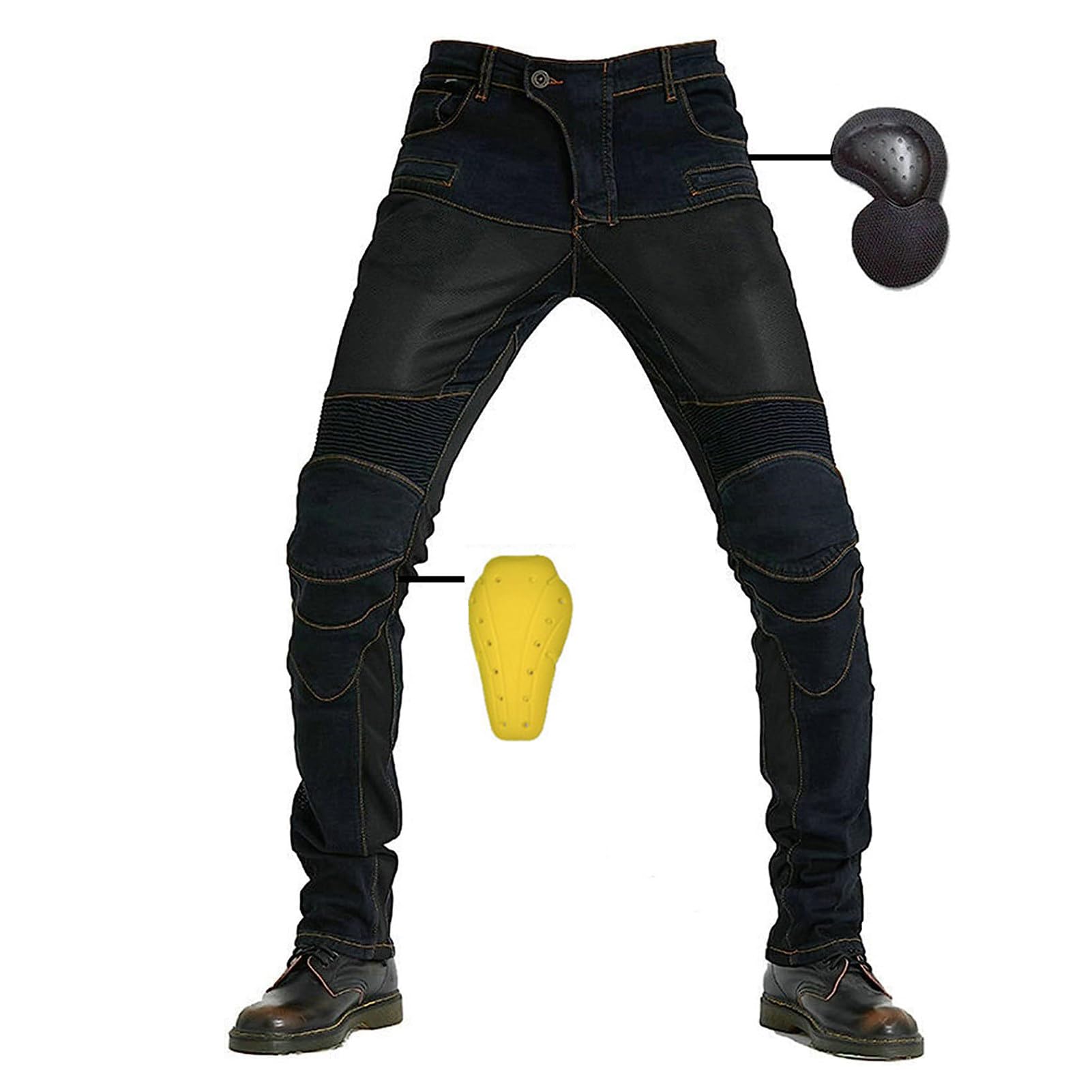 KHAMEO Motorrad-Schutzhose,Damen/Herren-Hommes Motorrad-aus Atmungsaktivem-Jeans Aus Kevlar-Gewebe,Sportliche Motorrad Hose Mit Protektoren Sturzfeste Motorradhose Geradem Bein Biker Pants (Black,L) von KHAMEO