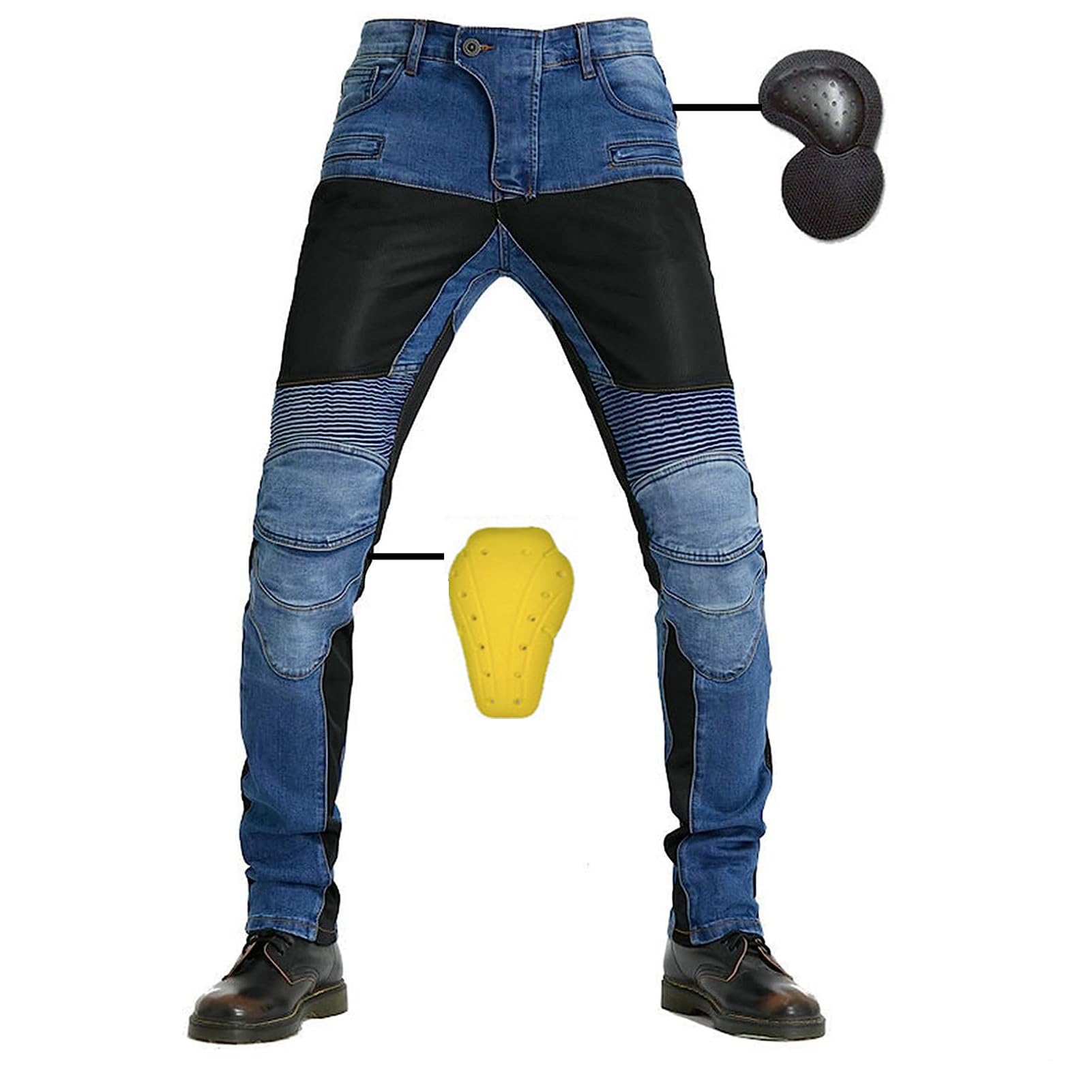 KHAMEO Motorrad-Schutzhose,Damen/Herren-Hommes Motorrad-aus Atmungsaktivem-Jeans Aus Kevlar-Gewebe,Sportliche Motorrad Hose Mit Protektoren Sturzfeste Motorradhose Geradem Bein Biker Pants (Blue,M) von KHAMEO