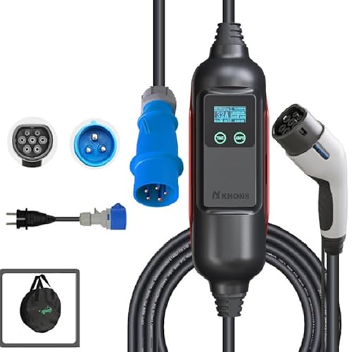 KHONS Type2 Portable EV Charger 32A 7KW Fast Charging Electric Car Charger Connection Control Electric Vehicle Charger Via APP and 16A Adapter von KHONS