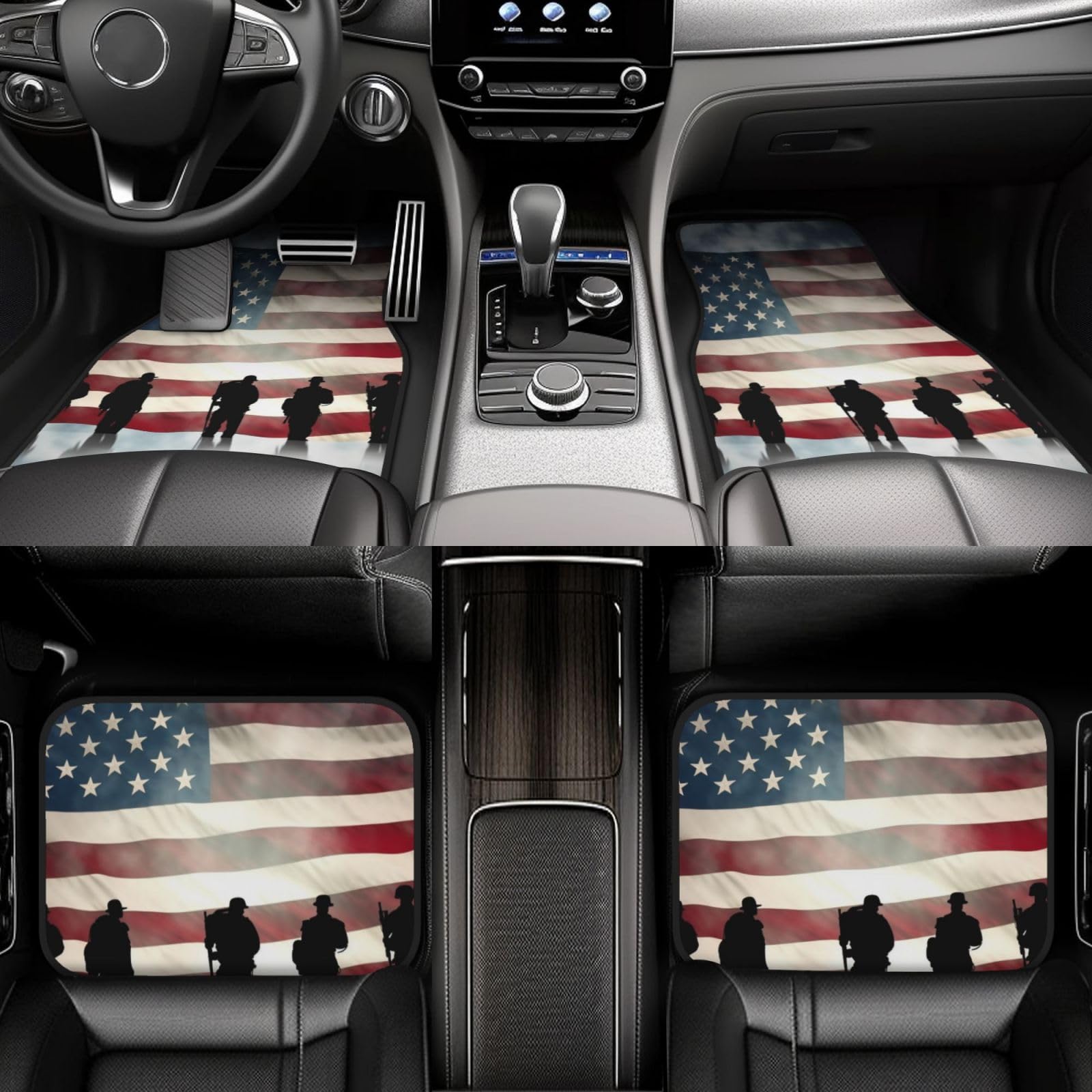 Universal Auto Fußmatten 4 Stück Fußmatten für Auto American Veterans Day Automotive Fußmatten Automatte für SUV Rutschfeste Auto Teppich Auto Liner Dekor Zubehör Automotive Matten Fit für SUV Van von KHiry