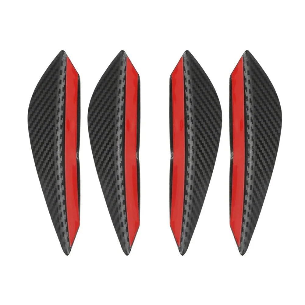 4/6 Stücke Universal Auto Tuning Canard Dekor Frontschürze Lip Dekoration Diffusor Splitter Flossen Körper Spoiler Canards Wertigkeit Kinn Auto-Frontspoiler Front Spoiler Lippe(4PCS Carbon Fiber) von KIFWGIH