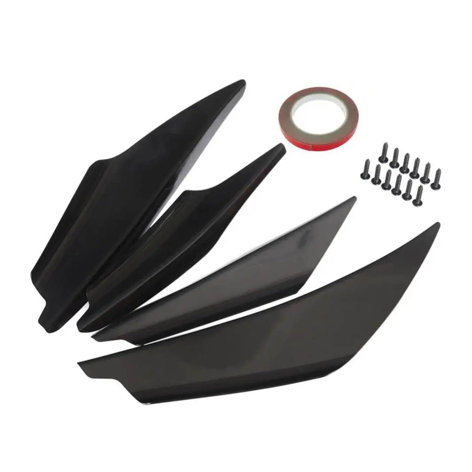 4-teiliges Universal-Auto-Frontstoßstangen-Spoiler-Set, Kratzstreifen, Kohlefaser, Auto-Frontstoßstange, Körperlippe, Canards, Splitter-Trim-Kits Auto-Frontspoiler Front Spoiler Lippe(Schwarz) von KIFWGIH