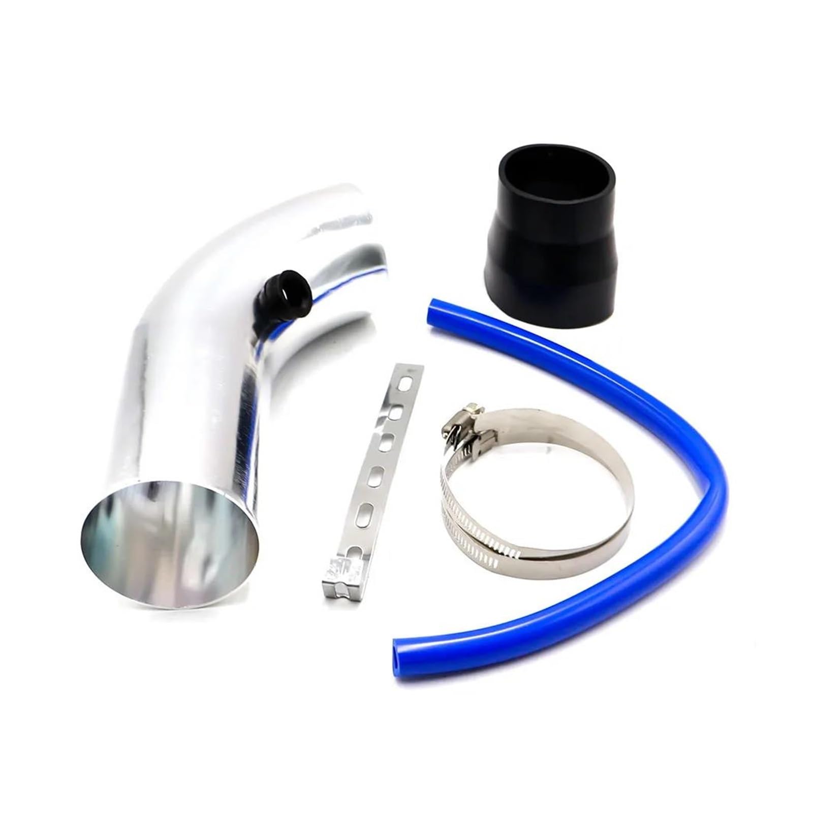 Ansaugschlauch 3 ''Zoll 76mm Universal Aluminium Auto Luftansaugrohr Kit Rohre Cold Air Intake System Kanal Rohr Kit Luftfilter Auto Lufteinlass(Silber) von KIFWGIH