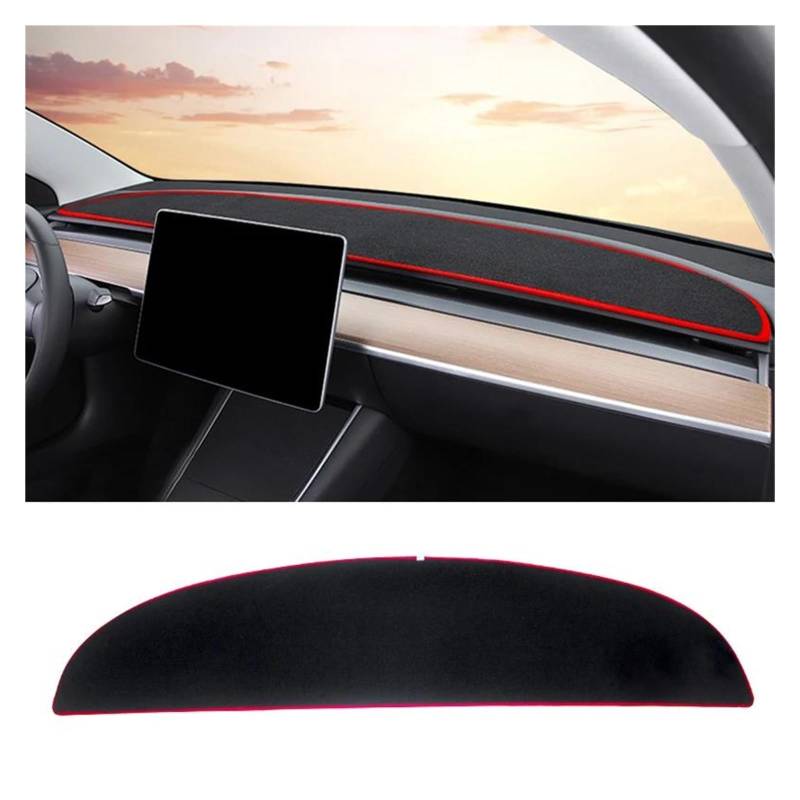 Armaturenbrettabdeckung Armaturenbrettmatte Für Tesla Für Modell Y 2021 2022 2023 Auto Dashboard Abdeckung Dash Matte Vermeiden Licht Pads Anti-Uv Fall Teppiche(Red Side) von KIFWGIH