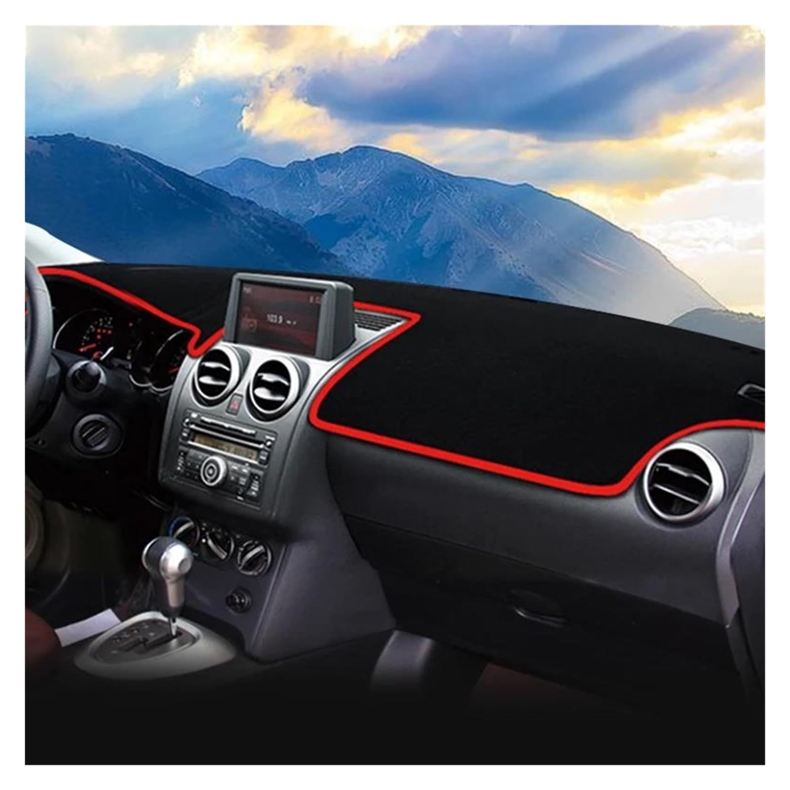 Armaturenbrettabdeckung Armaturenbrettmatte LHD Für Nissan Für Qashqai J10 2008 2009 2010 2011 2012 2013 Auto Dashboard Sonnenschutz Pad Instrument Panel Abdeckung Teppiche Matte(With GPS Red) von KIFWGIH