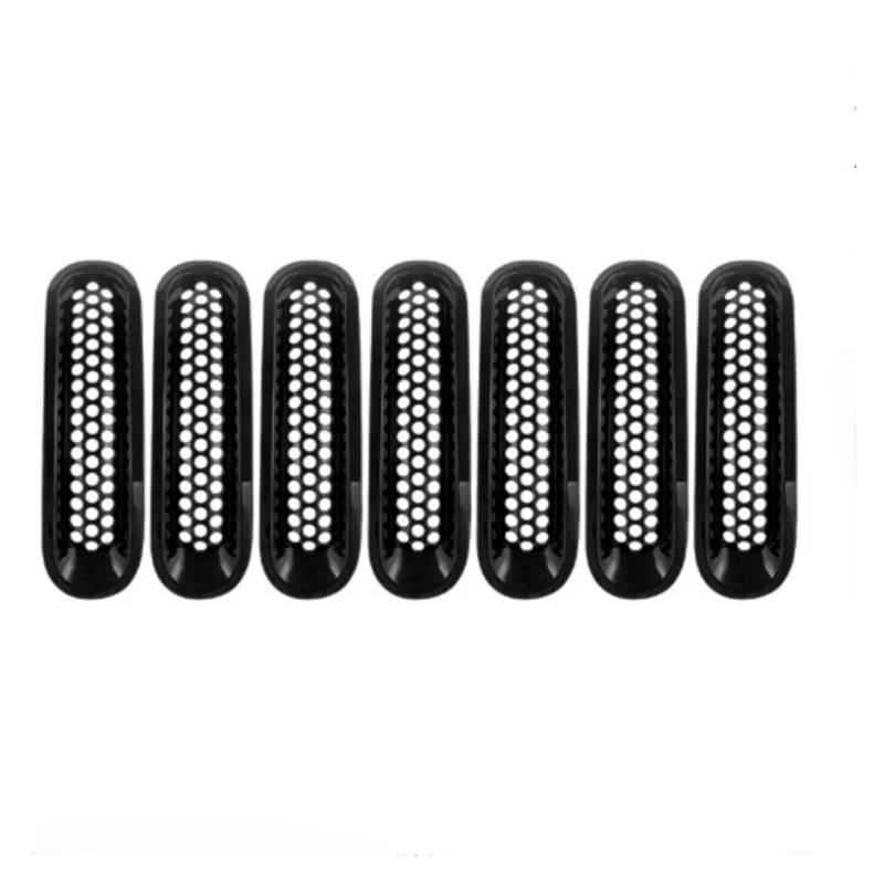 Auto Frontgrill 1 Satz/7 Stücke Für Jeep Für Wrangler & Für Wrangler Für Unlimited 2007 08 09 10 11 12 13 14 2015 Matt Schwarz Front Grill Mesh Grille Einsätze Kit Kühlergrill(Black-7pcs) von KIFWGIH