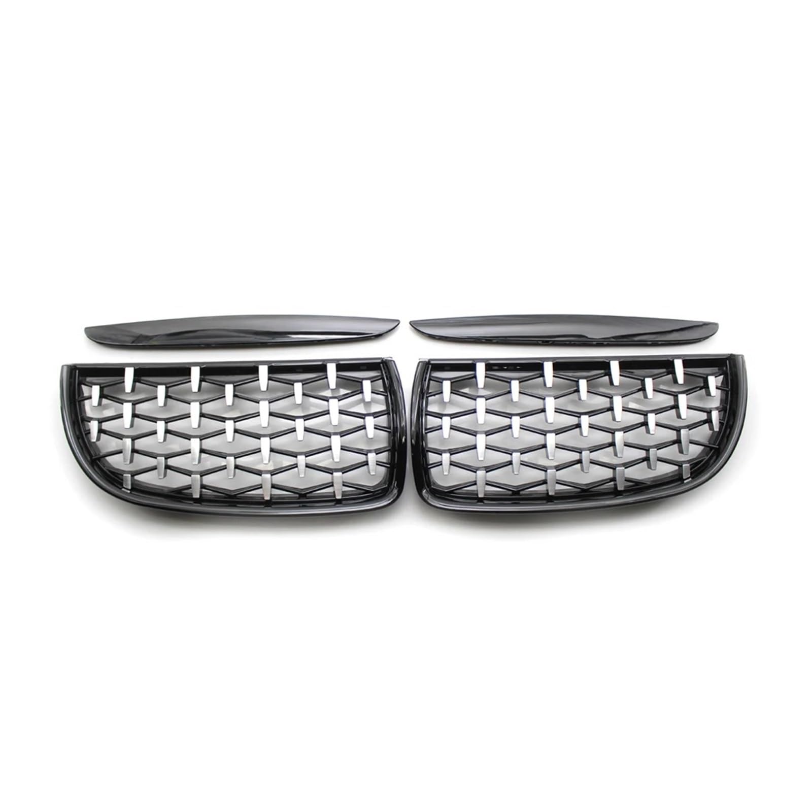 Auto Frontgrill Auto Vollchrom Front Nierengrill Für E90 E91 3er Serie 2005 2006 2007 2008 Racing Grills Glanz Schwarz Stil Kühlergrill(Black Sliver) von KIFWGIH