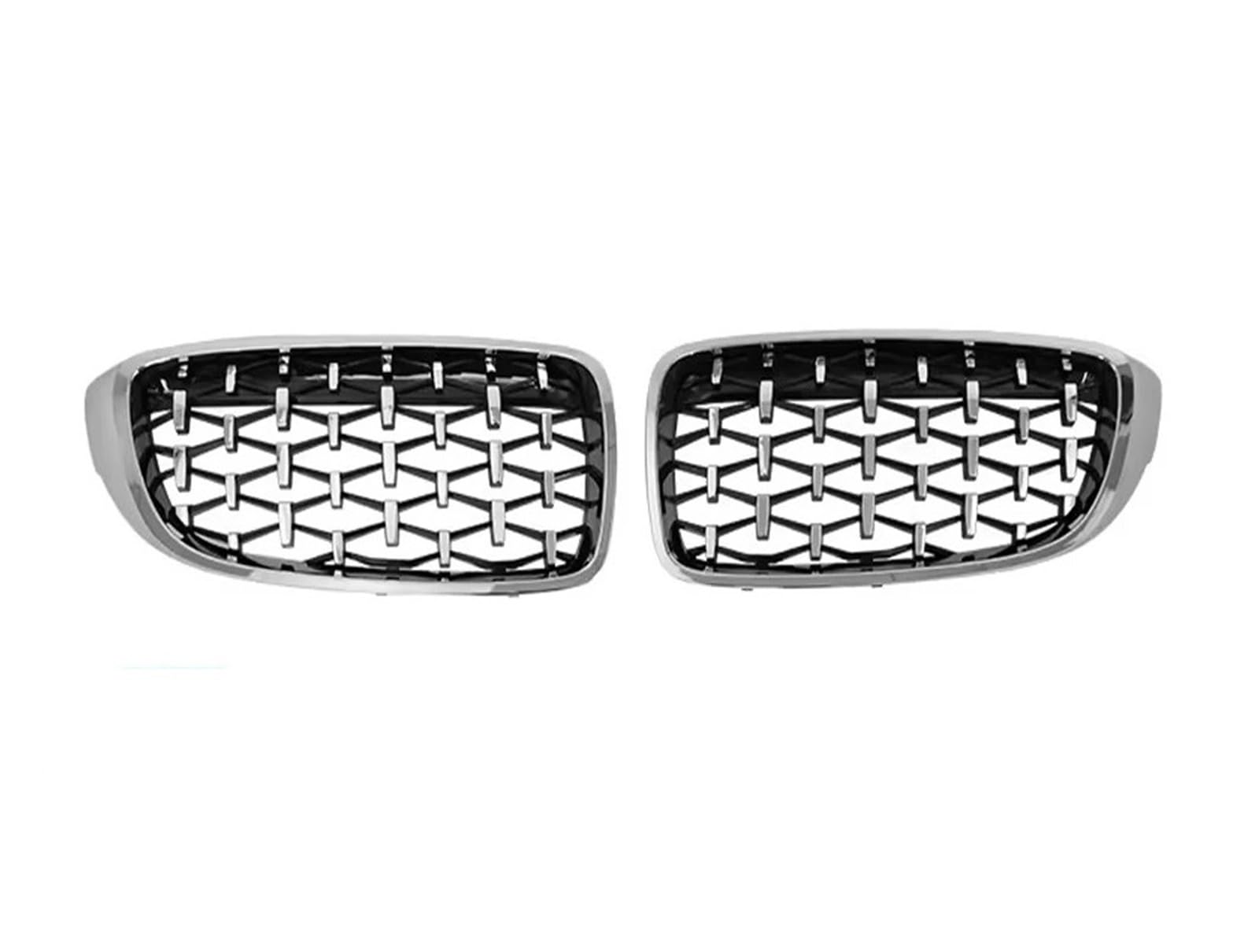 Auto Frontgrill Für 4er F32 F33 F36 Für M3 F80 Für M4 F82 2012-2019 Doppellamellen Schwarz Glänzend Zubehör Diamanten Stil Frontstoßstange Racing Grill Kühlergrill(Diamond-Silver) von KIFWGIH