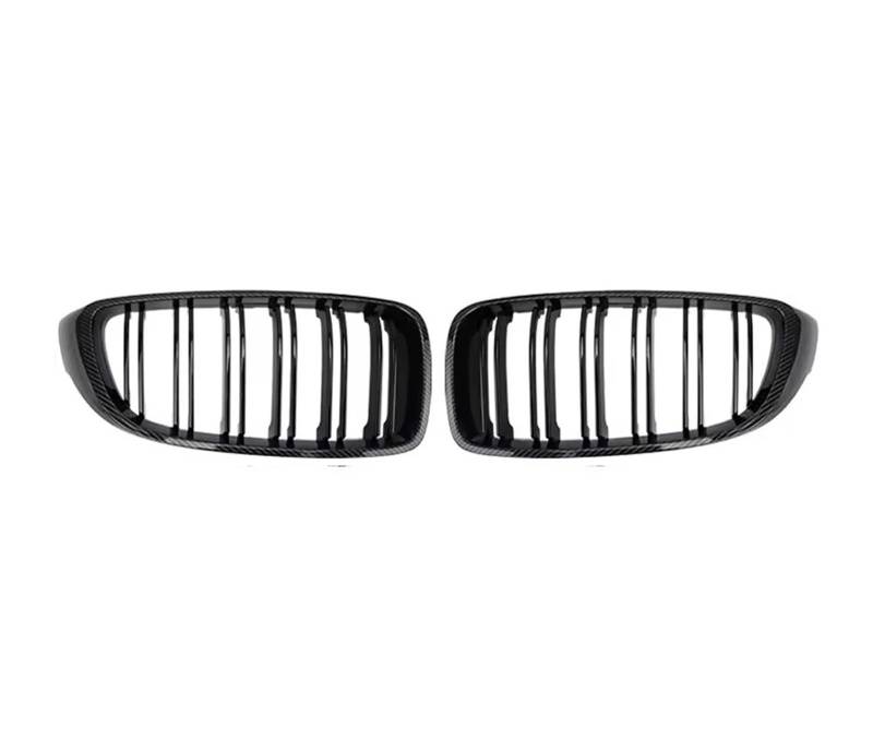 Auto Frontgrill Für 4er F32 F33 F36 Für M3 F80 Für M4 F82 2012-2019 Doppellamellen Schwarz Glänzend Zubehör Diamanten Stil Frontstoßstange Racing Grill Kühlergrill(Double-Carbon Look) von KIFWGIH