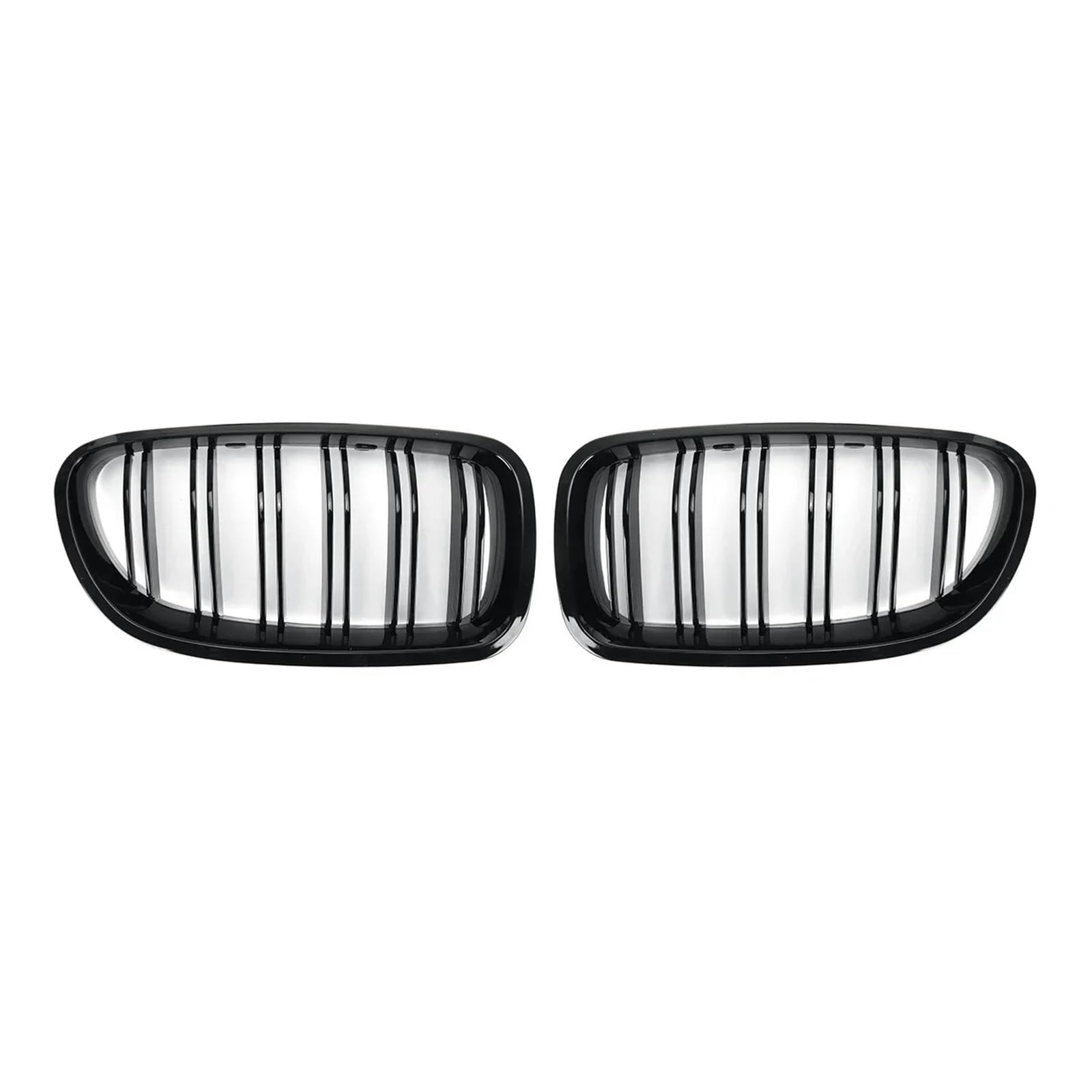 Auto Frontgrill Für 5er F10 F11 F18 2010–2017, Dual Line Racing Grille, Glänzend/matt, Paar Vorne Nieren-Doppellamellen-Grill Kühlergrill(Glossy Black) von KIFWGIH