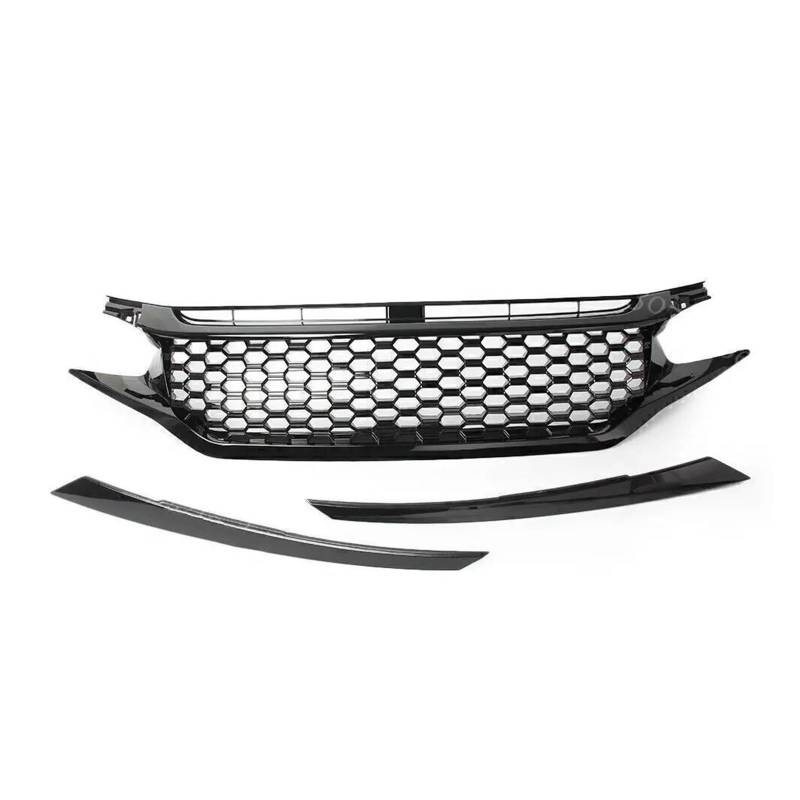 Auto Frontgrill Für Civic 2016 2017 2018 Honeycomb Gloss Black Front Bumper Mesh Grille Grill Kühlergrill von KIFWGIH