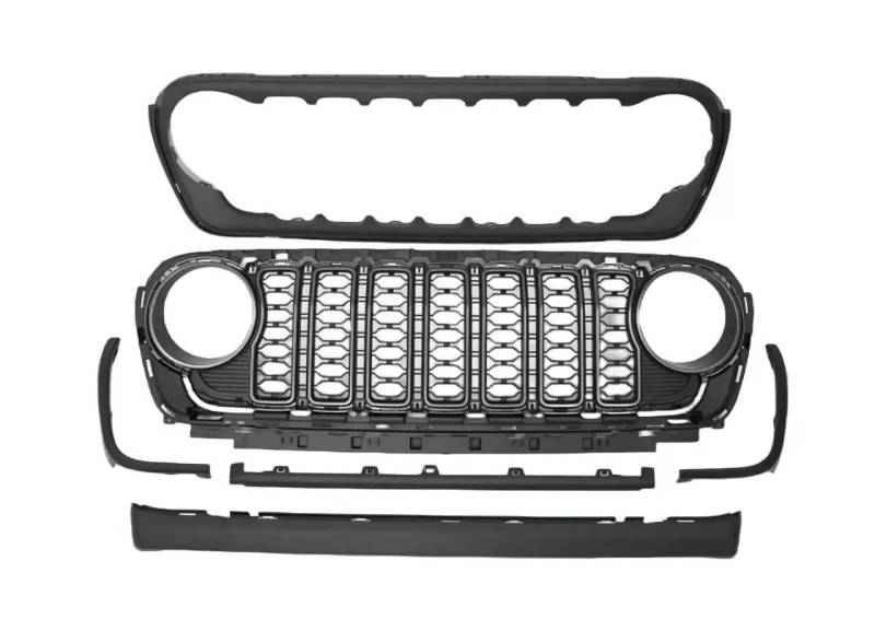 Auto Frontgrill Für Jeep Für Wrangler JL JT JL1300 Neuer Kühlergrill ABS 2024 Stil Grill 4875889977 Kühlergrill(No Camera Hole) von KIFWGIH