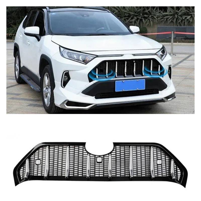 Auto Frontgrill Für Toyota Für RAV4 Für RAV 4 LE/Für Hybrid 2019 2020 2021 2022 2023 Abs Auto Front Kopf Mitte Kühlergrill Grills Rahmen Abdeckung Trim Zubehör Kühlergrill(with Radar Hole B) von KIFWGIH