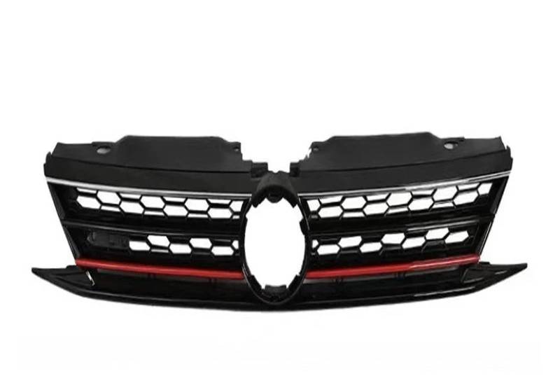 Auto Frontgrill Für VW Für Jetta 2015 2016 2017 2018 Frontstoßstange Chromgrill Grille Racing Style Grille Auto Externes Upgrade Kit Kühlergrill(Black Red) von KIFWGIH