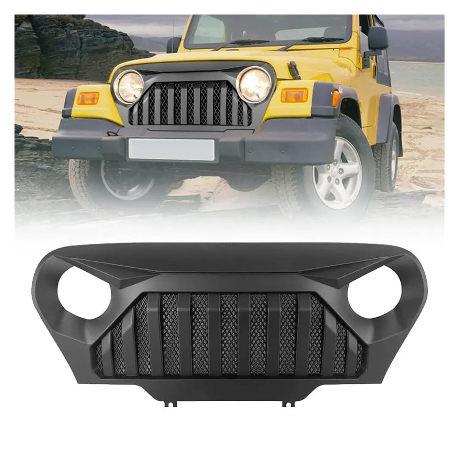 Auto Frontgrill Mattschwarzer Kühlergrill Für Jeep Für Wrangler TJ Für Gladiator Für Vader W Für Mesh 1997 98 99 00 01 02 03 2004 2005 2006 Kühlergrill von KIFWGIH