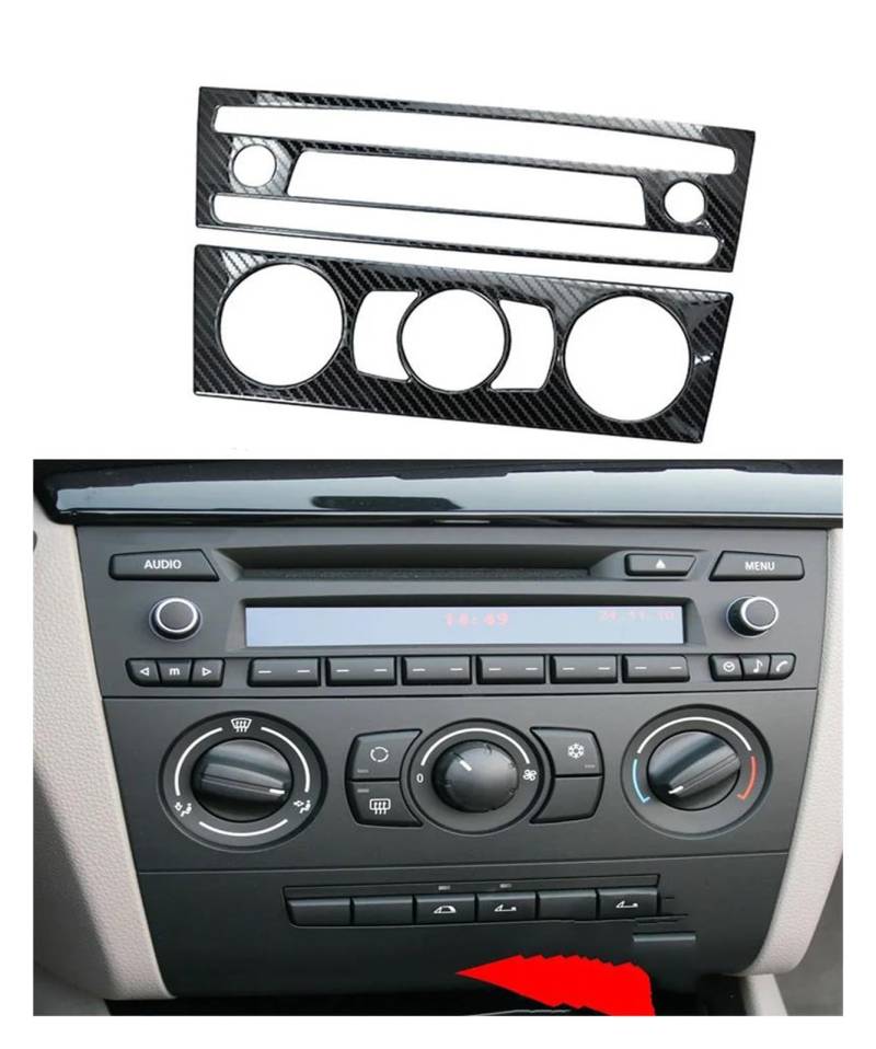 Auto Innenraum Für 1er E81 E82 E87 E88 Coupe 2007–2011, Edelstahl-Kohlefaser-Auto-CD-Panel, Klimaanlage, Knopfschalter-Abdeckung Car Interieur(5) von KIFWGIH