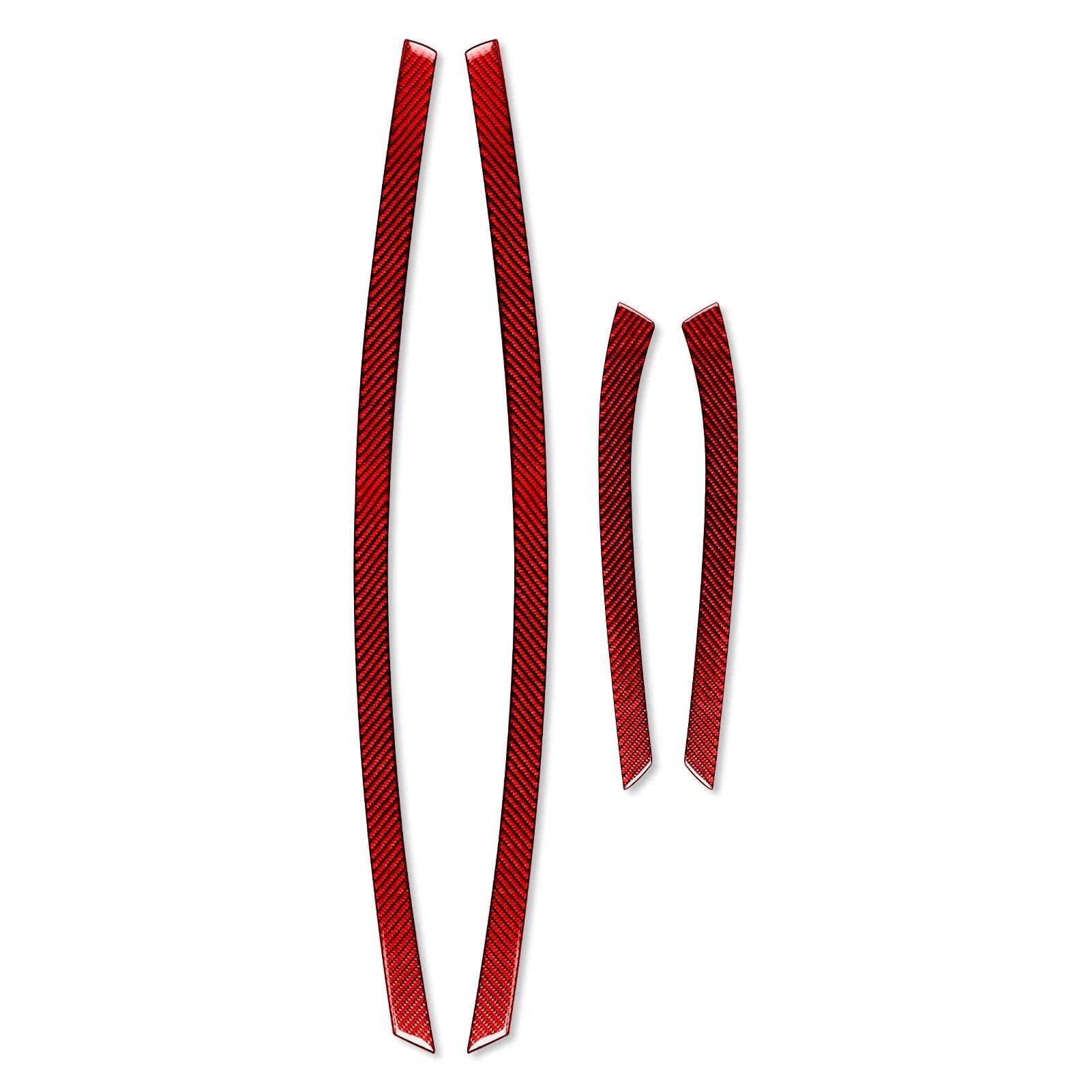 Auto Innenraum Für 3 Serie E90 2006-2008 Red Carbon Fiber Tür Innere Armlehne Panel Trim Streifen Auto Innen Zubehör Dekoration Aufkleber Car Interieur(Red 2) von KIFWGIH