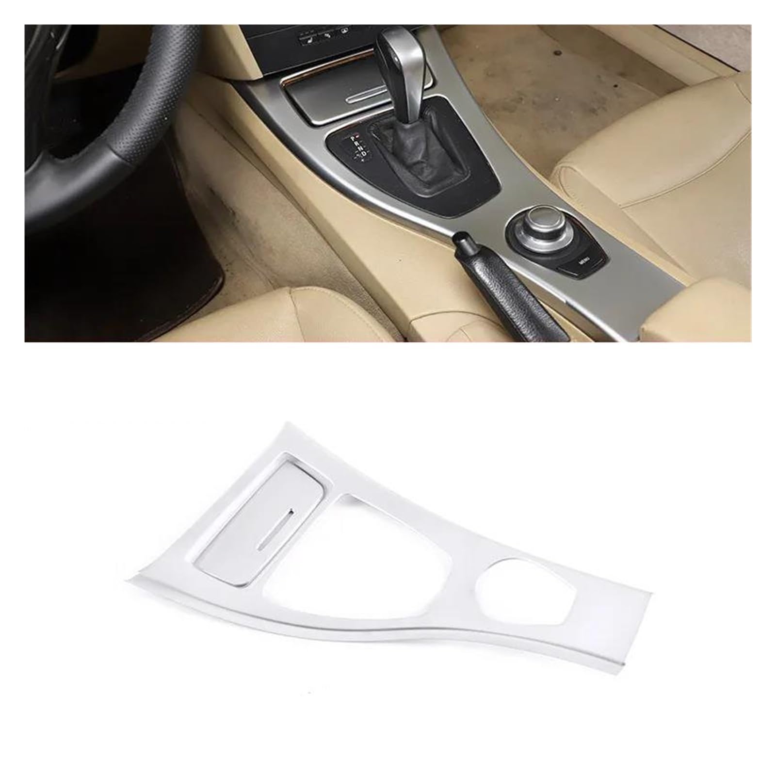 Auto Innenraum Für 3er E90 E92 E93 2005–12 LHD ABS Kohlefaser Silber Mittelkonsole Gangschaltung Rahmen Panel Aufkleber Autozubehör Car Interieur(05-07 Silver) von KIFWGIH