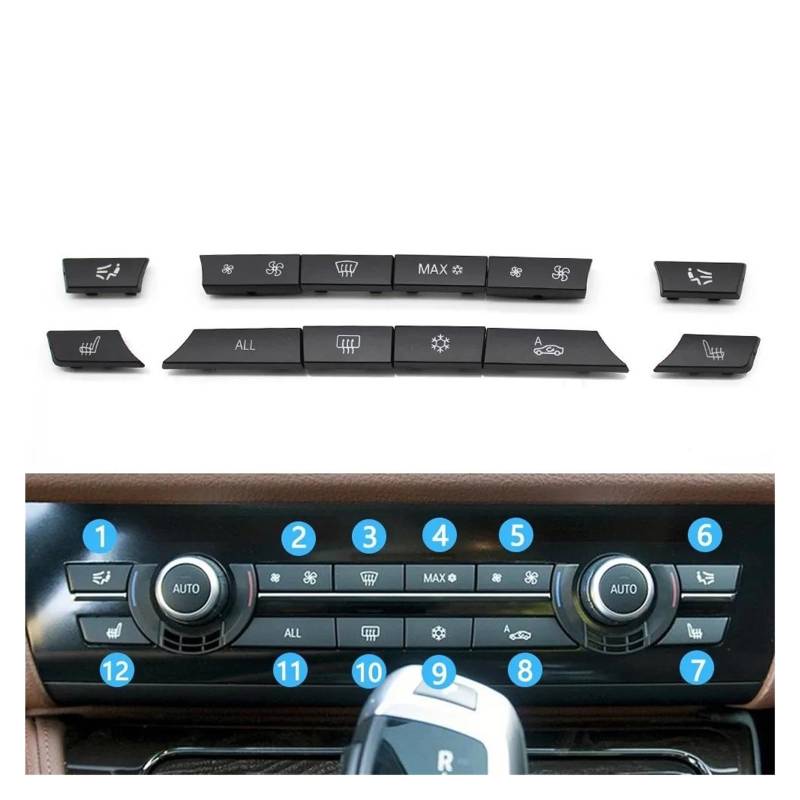 Auto Innenraum Für 5 6 7 Serie F10 F18 F06 F12 F01 F02 520 523 Silber Schwarz Konsole Dashboard Air Zustand AC Control Schalter Taste Abdeckung Car Interieur(Black Model B) von KIFWGIH