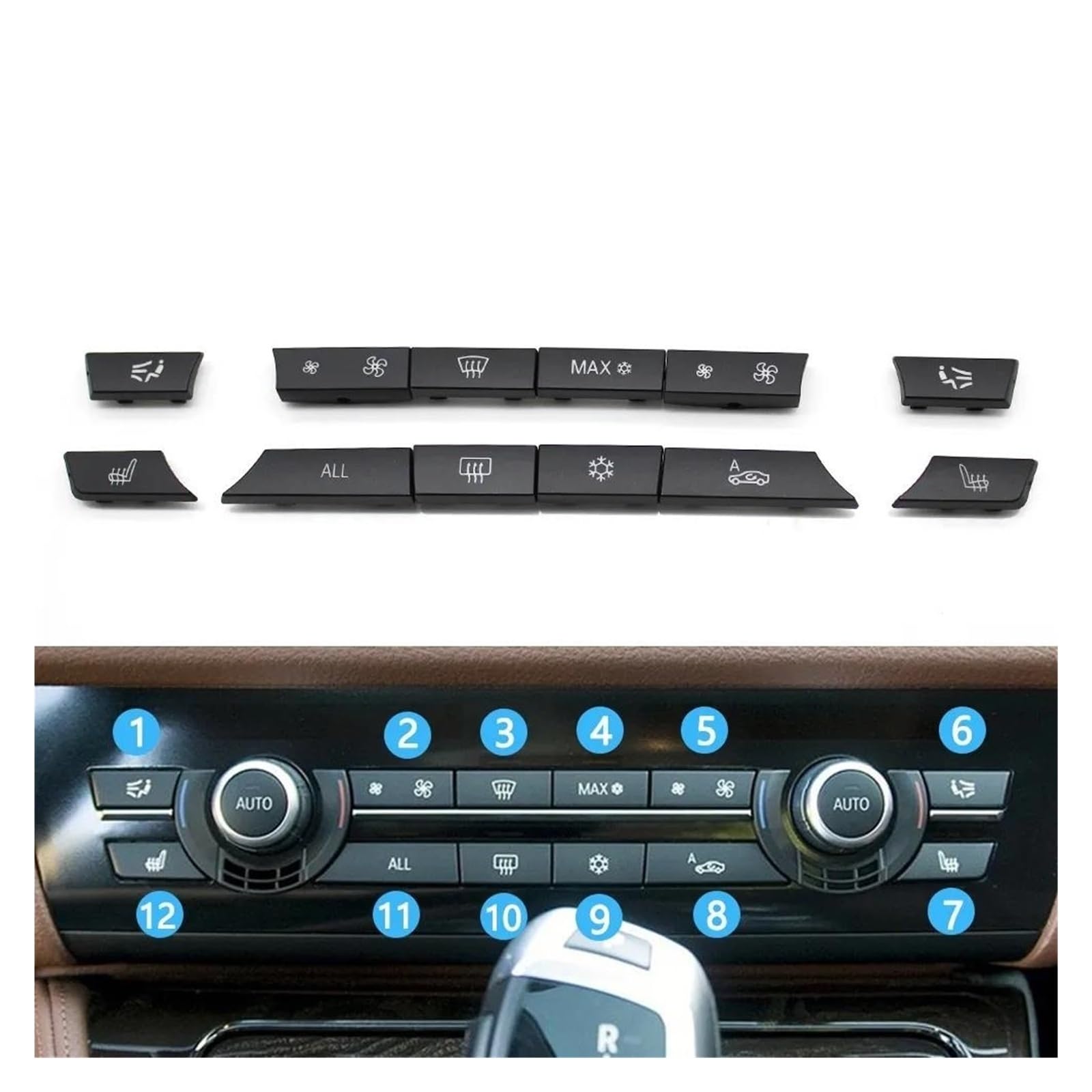 Auto Innenraum Für 5 6 7 Serie Für X5 Für X6 F10 F18 F06 F12 F01 F02 F15 F16 Dashboard Klimaanlage AC Taste Heizung Schalter Abdeckung Car Interieur(B2 8) von KIFWGIH